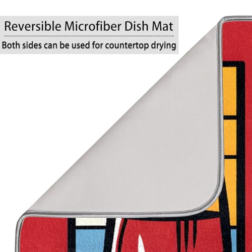 Dish Mat Drying Kitchen Mat Wine Cheese Dish Drying Mat Dish Draining Super Absorbent Drying Mat Reversible Washable Reusable Coffee Mat 16x18" - size: 18" x 16"