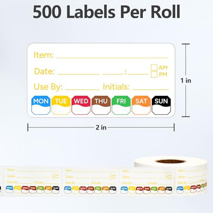 500 Pcs 1 inch X 2 inch Restaurant Quality Shelf Life Food Rotation Labels, Self-Adhesive Removable for Reusable Containers, Food Safety Date Sticker, Leftover Labels (1 * 2in-500pc-Yellow6) - style: 1Roll-Yellow
