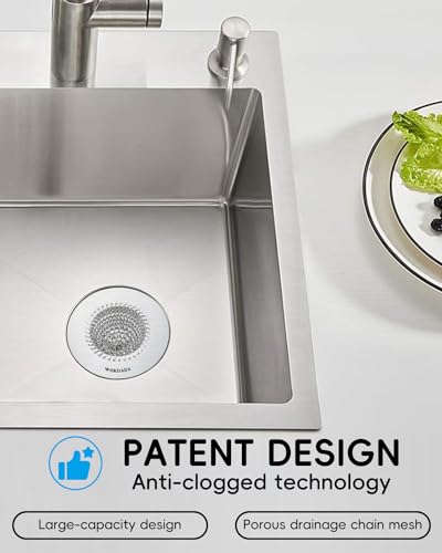 Wokdada 2 PCS Kitchen Sink Drain Strainer, Flippable Mesh Sink Strainer, 304 Stainless Steel Sink Screen, Easy Clean Large Basket Strainer, Anti-Clog Garbage Disposal Cover Fit for Standard Sink Drain - color: Bright Silver Silver
