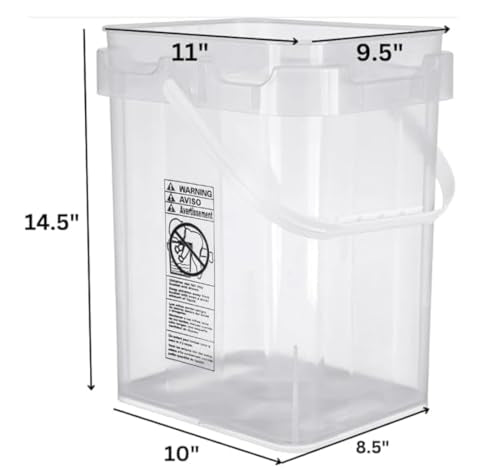 House Naturals 4 Gallon Food Grade Plastic Square clear bucket pail with lid container (Pack of 3) Made in USA- BPA Free - size: 4 Gallon