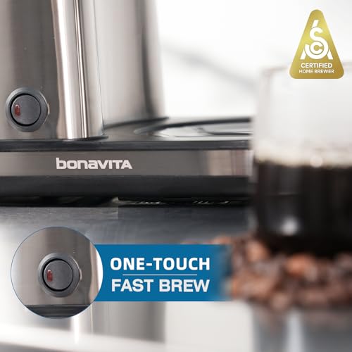 Bonavita 5 Cup Drip Coffee Maker Machine, One-Touch Pour Over, Auto Pause Brewing with Stainless Steel Double Wall Thermal Carafe, SCA Certified, Dishwasher Safe, BV1500TS - color: Black, Silver