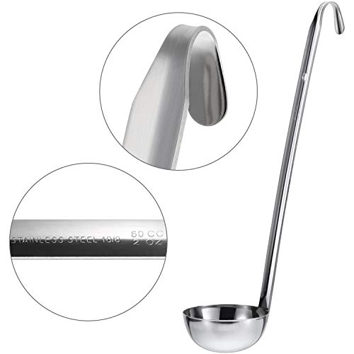 meekoo Stainless Steel Ladle Soup Handle Ladle with Pouring Rim for Kitchen Cooking Soup Sauce - size: 2 oz