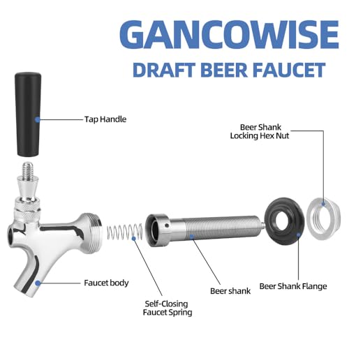 GANCOWISE Single Tap Kegerator Door Mount Conversion Kit with Dual Gauge CGA-320 Regulator & D-System Keg Coupler for Bars, Pubs, and Restaurants (CO2 Tank Not Included)