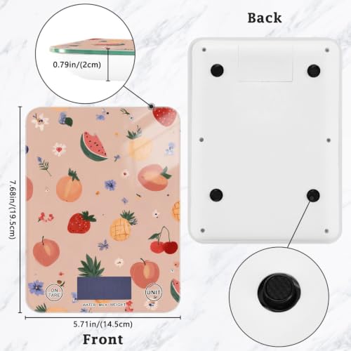 Food Scale Kitchen Digital Scale Food Ounces and Grams Dieting Baking Cooking Waterproof Glass Panels LCD Display,4 Units Scale Tare Function Peach Fruits - color: Peach 35