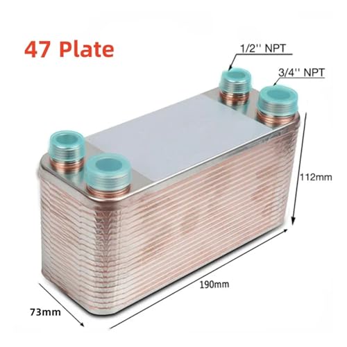 Stainless Steel Counterflow Wort Chiller, 26/37/47 Plate Heat Exchanger for Home Brewing with Garden Hose Rapid Cooling(47 plate) - color: 47 plate