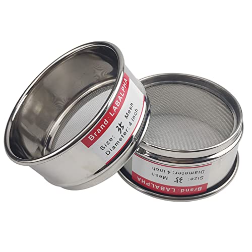 LABALPHA 35 Mesh Lab Sieves, Test Sieve #35 Mesh, 4'' Diameter, 304 Stainless Steel Wire Cloth (0.5mm) - size: 35 mesh (0.5mm)