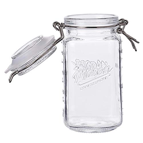 Mason Craft & More Airtight Kitchen Food Storage Clear Glass Clamp Jars, 17 Ounce (0.5 Liter) Tall Mini Clamp Jar - size: 17 ounce (0.5 liter) Mini Tall Jar - Pack of 1