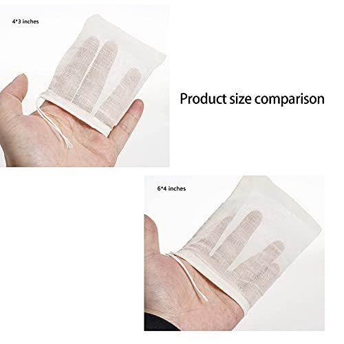 20 Pcs Natural Cotton Muslin Drawstring Bags, 6 x 4 Inches | Unbleached Cotton, Straining Herbs Cheesecloth, Coffee Tea Brew, Soup Gravy Broth Stew, Bone Broth & Spice Bags - size: 6 x 4 inches