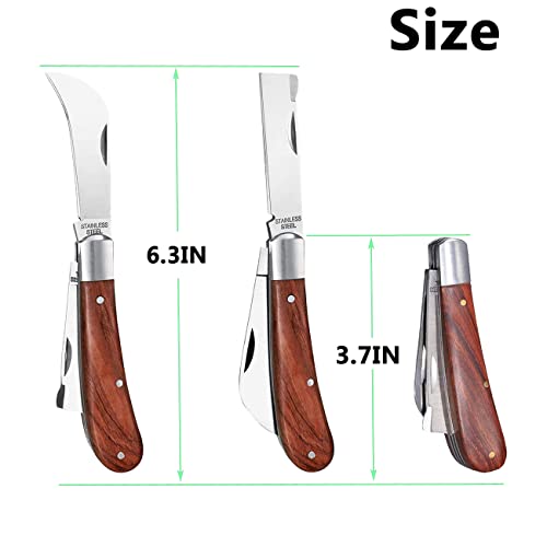 Double Blades Garden Knife for Budding Pruning with 3 Rolls Grafting Tape, Flexible Grafting Kit for Floral Fruit Tree