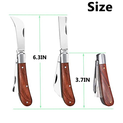 Double Blades Garden Knife for Budding Pruning with 3 Rolls Grafting Tape, Flexible Grafting Kit for Floral Fruit Tree
