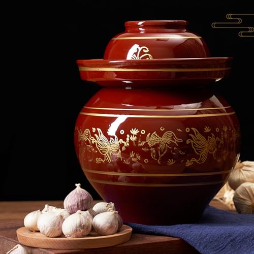 Ceramic Pickle Jar, 8KG with Water Seal Lid - Traditional Fermenting Crock for Kimchi Sauerkraut, Airtight Airlock Design Prevents Odor and Oxidation, Durable - size: 2.5KG