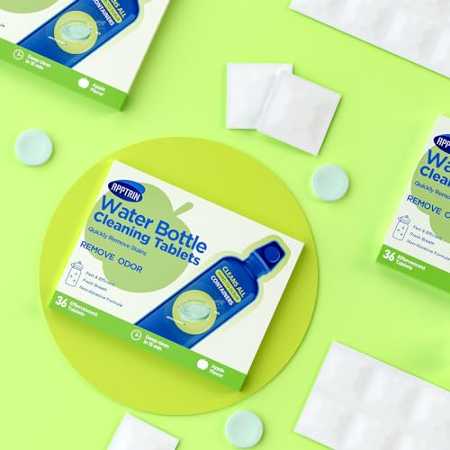 Water Bottle Cleaning Tablets, Bottle Clean Tablet for Hydration Bladders, Stainless Steel, Tumblers, and Glass Bottles, 36 count (Pack of 1), Apple - size: 1 Count (Pack of 36)