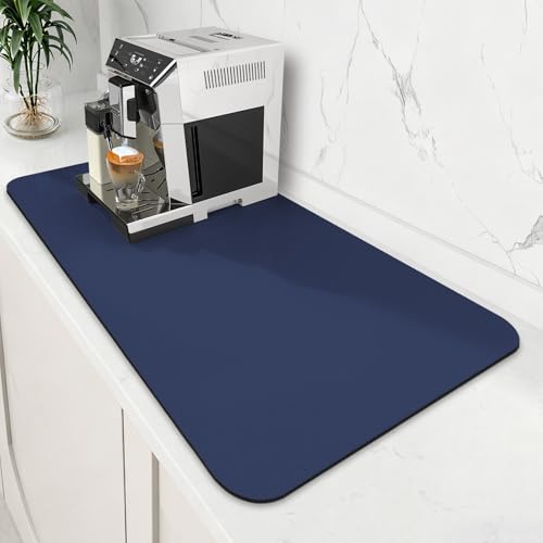 WISELIFE Coffee Mat Super Absorbent Dish Drying Mat Coffee Bar Accessories Match with Machine Large Drying Mats for Kitchen Counter 18" W x 32" L, Blue - color: Blue, size: 32" x 18"