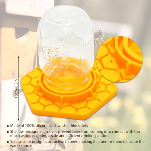 2 Pack Bee Feeder for Mason Jar Bee Watering Station Yellow Silicone Bee Waterer Beekeeping Supplies