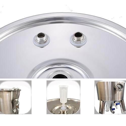 Fermenation Tank, Home Brewing Fermenation Tank Conical Fermenter Stainless Steel Tank 35 Liters with Chiller Silver