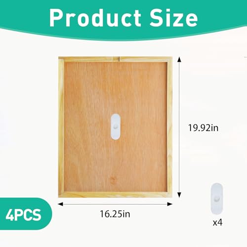 4pcs Beehive Inner Cover for 10 Frame Hive Box,Beeswaxed-Coated Bee Hive Cover,Beekeeping Supplies,Bee Hive Top Cover with Frame,Cover with Feeding Hole for Beekeeping Tool (4)