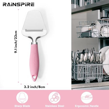 Rainspire Upgraded Non-Stick Cheese Slicers for Block Cheese Multi-Functional Cheese Cutter for Mozzarella, Cheddar, Gruyere Charcuterie Accessories Dishwasher Safe Kitchen Tools, Pink - color: Pink