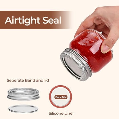ComSaf 8 oz Square Mason Jars, 6 Pack Small Regular Mouth Jars with Lids | BPA-Free Materials, Half-Pint Portions, Small Jam, Jelly, Honey Sample, Spice Rack, DIY Candles, For Big Canning Project - size: 8oz*6 cute mason jars