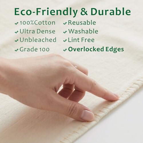 6Pcs Grade 100 Cheese Cloths 20×20 Inch, 100% Unbleached Cotton Butter Muslin, Finished Edge, Reusable Pre-Washed for Straining & Cooking