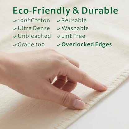 6Pcs Grade 100 Cheese Cloths 20×20 Inch, 100% Unbleached Cotton Butter Muslin, Finished Edge, Reusable Pre-Washed for Straining & Cooking