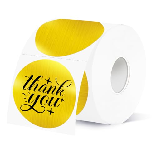 2''Holographic Thermal Label,Gold Round Self-Adhesive Direct Thermal Label,Thermal Stickers for DIY Logo Design,Name Tag (300/Roll - color: Brushed Gold, size: 2 inches