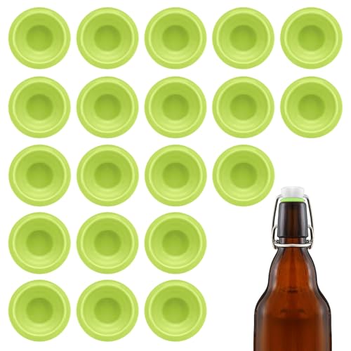 20PCs Dopamine color Silicone Gaskets Washers Seals for Cap Swing Flip Top for Home Brew Beer Soda Bottle Sealing (Lime Green) - color: Lime Green