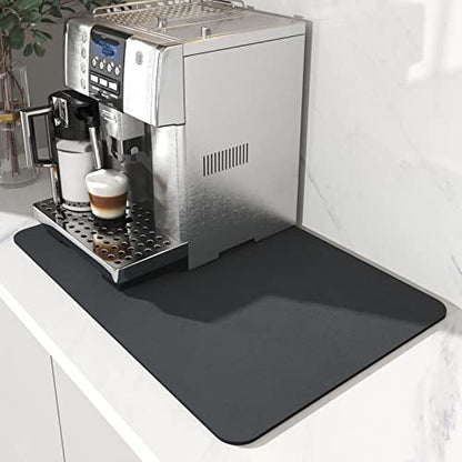 AMOAMI Coffee Mat Dish Drying Mat for Kitchen Counter-Bar Accessories, Hide Stain, Rubber Backed, Absorbent, Fit Under Coffee Maker, Espresso Machine, Pot, Dish Rack, 12"x19", Dark Grey - size: 12"x19"