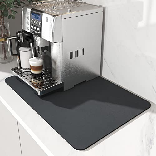 AMOAMI Coffee Mat Dish Drying Mat for Kitchen Counter-Bar Accessories, Hide Stain, Rubber Backed, Absorbent, Fit Under Coffee Maker, Espresso Machine, Pot, Dish Rack, 12"x19", Dark Grey - size: 12"x19"