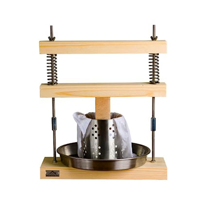 Wooden Unique Cheese and Tofu Making Press, Oil and Juicer, Solid Wood and Steel Spring Mechanism, upto 210 lb of Pressure, Tincture Forming Mold