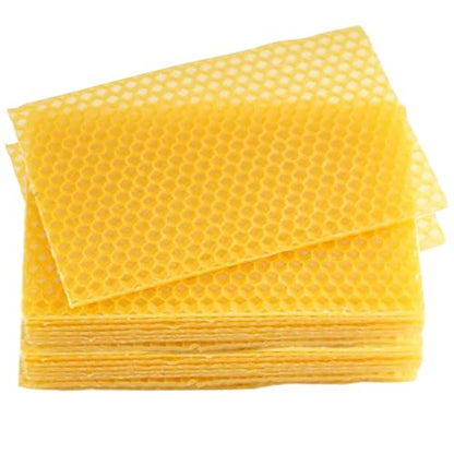 Beeswax Sheets For Candle Making,Beeswax Sheets 30Pcs Beeswax Foundation Sheets 5.2x3.5'' Wax Foundation for Bee Frames Natural Honeycomb Sheets Beeswax Sheets for Candle Making Beekeeping Supplies