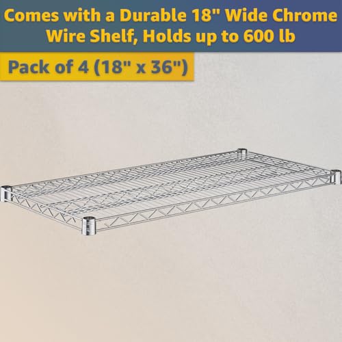 18" x 36" x 69" NSF Heavy Duty Mobile Chrome Wire Shelves with Security Cage Kit, 4 Tier Metal Commercial Storage Rack with Wheels - color: Grey, size: 18" x 36" x 69" with Wheels