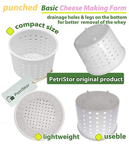 3 pcs Small Cheese Mold for Cheese Making 1/3 qt - Soft Cheese Molds - Homemade Cheese Making Supplies - Cream Cheese Form Mold - Moldes Para Queso Fresco Casero - Feta Ricotta Cheese Making