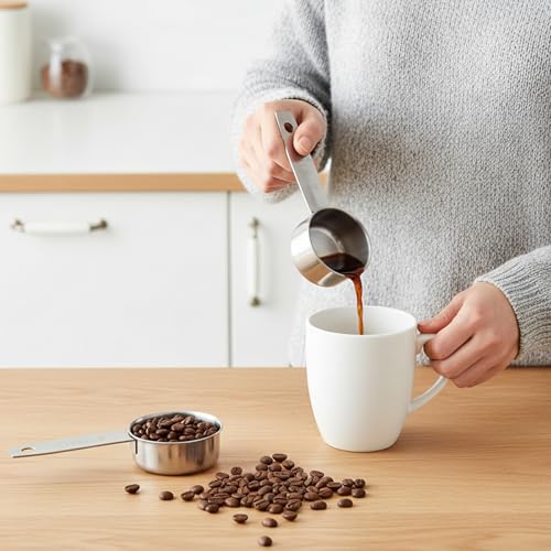 4 Pcs 1/8 Cup (30ml) Measuring Cup, 1oz Stainless Steel Measuring Cups Metal Measure Scoop Coffee Scoops Rice Cups Tablespoon for Cooking Baking, Wet and Dry Ingredients, Dishwasher Safe - size: 1/8 Cup
