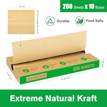 EcoDispose 2000 Count 12" x 10-1/2" Precut Pop Up Deli Paper Sheets, Interfolded Heavy Duty Oil-Resistant Kraft Paper for Bakery, Food Wrap, Serving, Oven, Air Fryer & Microwave - color: Kraft, size: 12"x10.5"inch