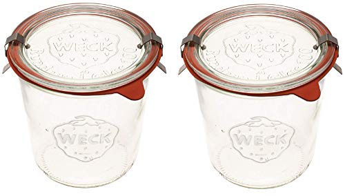 WECK Canning Jars 742 Mold Jars made of Transparent Glass - Eco-Friendly Canning Jar - Storage for Food, Yogurt with Air Tight Seal and Lid - 1/2 Liter Tall Jar Set - (2 Jars)