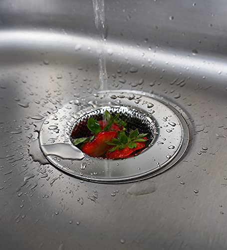 RSVP International Endurance® Stainless Steel Large Sink Strainer, 4.5" | Traps Food Scraps | Polished Finish with Precision Pierced Holes | Dishwasher Safe - size: Strainer