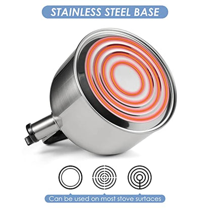 4.2 Quart/4L Large Whistling Tea Kettle, 304 Stainless Steel Brushed Satin, Fast Boil for Induction & Gas Stoves - size: 4.2 Quarts