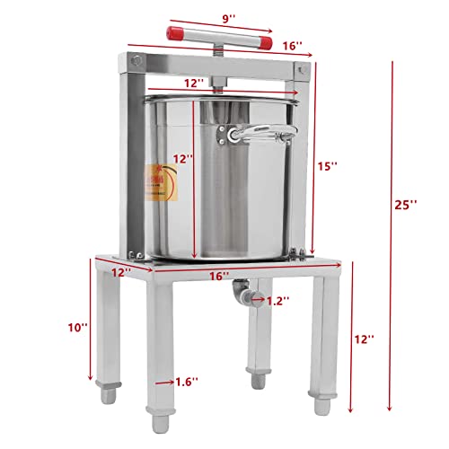 Fruit Wine Press 3.5 Gallon Manual Grape Presser for Wine Juice Making DIY Large Fruit Honey Presser Apple Cider Grape Juice Press Extractor - color: 3.5 Gallon