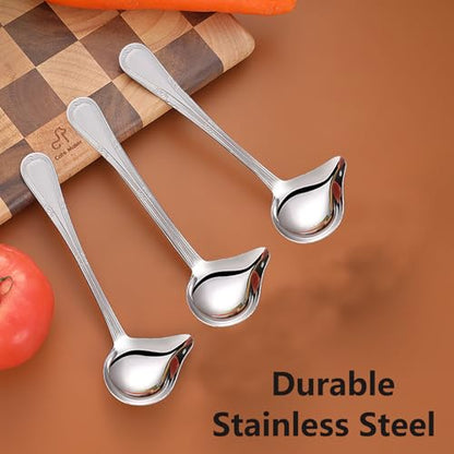 2 PCS Small Ladle, Mini Gravy Ladle Drizzle Spoon, 7.87 Inch Stainless Steel Soup Ladles with Pouring Spout for Spooning Sauces, Gravies