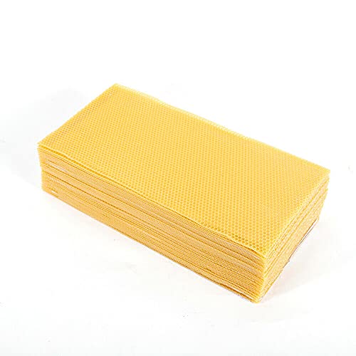 30PCS Beeswax Sheets Natural Beewax Foundation Sheets for Honey Bee Nest Extractation and Candle Making, 30 PCS Beekeeping Foundation Honey Bee Hive Tool 7.7X 16.3