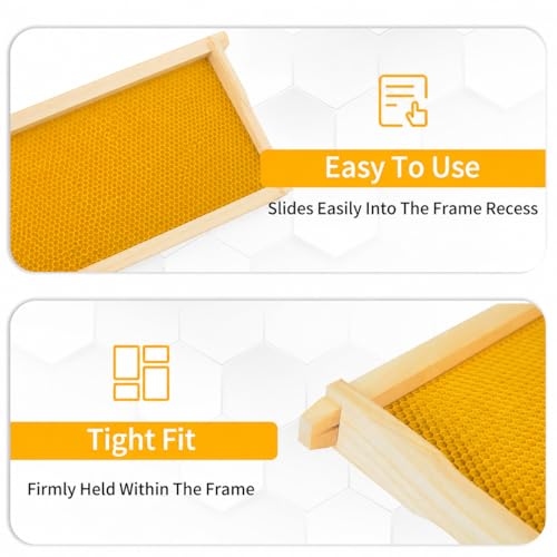 Yellow Bee Foundation Sheets for 8-1/2-Inch Deep Beehive 10PCS | Fits Langstroth Deep Frames, Wax-Coated Plastic, Food-Grade