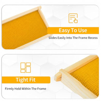 Yellow Bee Foundation Sheets for 8-1/2-Inch Deep Beehive 10PCS | Fits Langstroth Deep Frames, Wax-Coated Plastic, Food-Grade