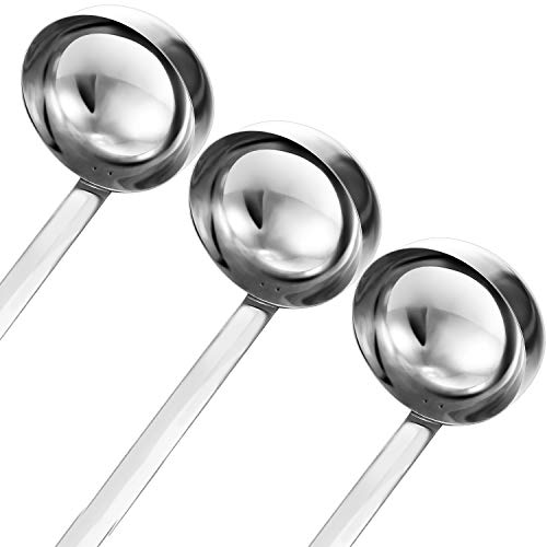 meekoo Stainless Steel Ladle Soup Handle Ladle with Pouring Rim for Kitchen Cooking Soup Sauce - size: 5 oz