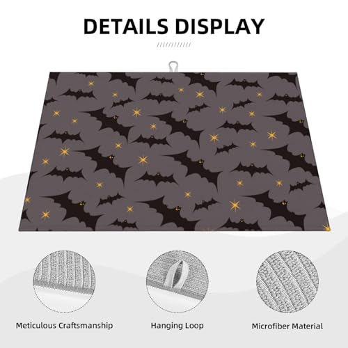Star Bats Witchy Dish Drying Mat For Kitchen Counter, Super Absorbent Microfiber Dish Drying Pad, Kitchen Gadgets For Easy Clean Multi-Use Large 18"x24" - color: Star Bats Witchy