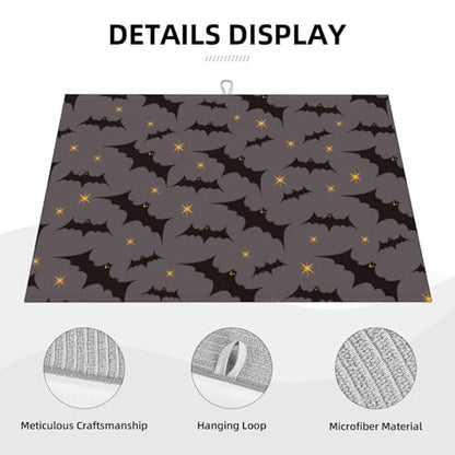 Star Bats Witchy Dish Drying Mat For Kitchen Counter, Super Absorbent Microfiber Dish Drying Pad, Kitchen Gadgets For Easy Clean Multi-Use Large 18"x24" - color: Star Bats Witchy
