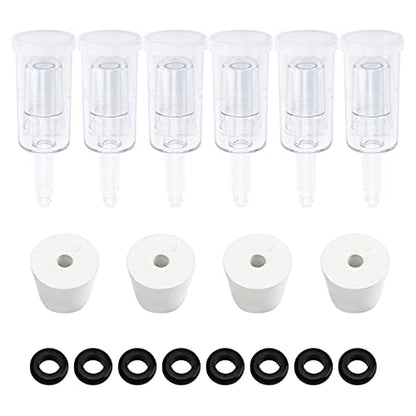 6 Packs 3 Piece Airlocks for Fermenting with #6 Stoppers and Grommets, Air Lock Ferment for Beer Wine Making, Home Brew Bubble Airlock for Fermentation Carboy (6 Airlock+4 Bung+8 Grommet Set)