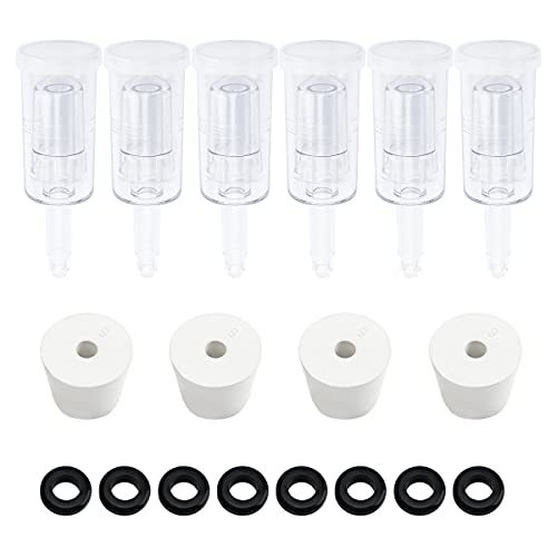 6 Packs 3 Piece Airlocks for Fermenting with #6 Stoppers and Grommets, Air Lock Ferment for Beer Wine Making, Home Brew Bubble Airlock for Fermentation Carboy (6 Airlock+4 Bung+8 Grommet Set)