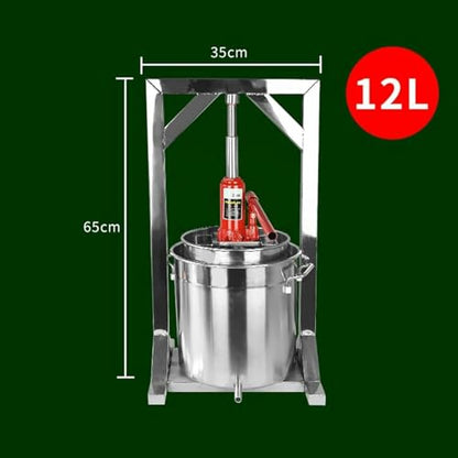 Fruit Wine Press 12L Grape Press for Wine Making Wine Press Machine W/Dual Stainless Steel Barrels Wine Cheese Fruit Vegetable Tincture Press~/