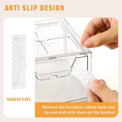 Stebopum 6 Pack Stackable Makeup Organizer, 4.4'' Tall Acrylic Bathroom Makeup Organizer and Storage Drawer with Pull-out Handle, Clear Plastic Storage Bins for Vanity,Pantry,Desk,Undersink,Kitchen - style: 6pack Small
