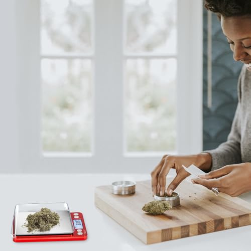 Fuzion Digital Scale .01 Gram Accuracy, 500g Mini Food Scales for Small Jewelry, Gold, Herb, Spice - Weight Gram and Oz - color: Red